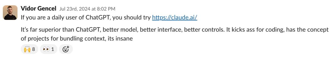 Slack poruka iz jula 2024.