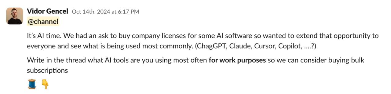 It's AI time — Slack objava iz oktobra 2024.