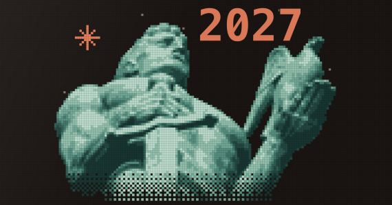 Pixel art statue Pobednika i 2027