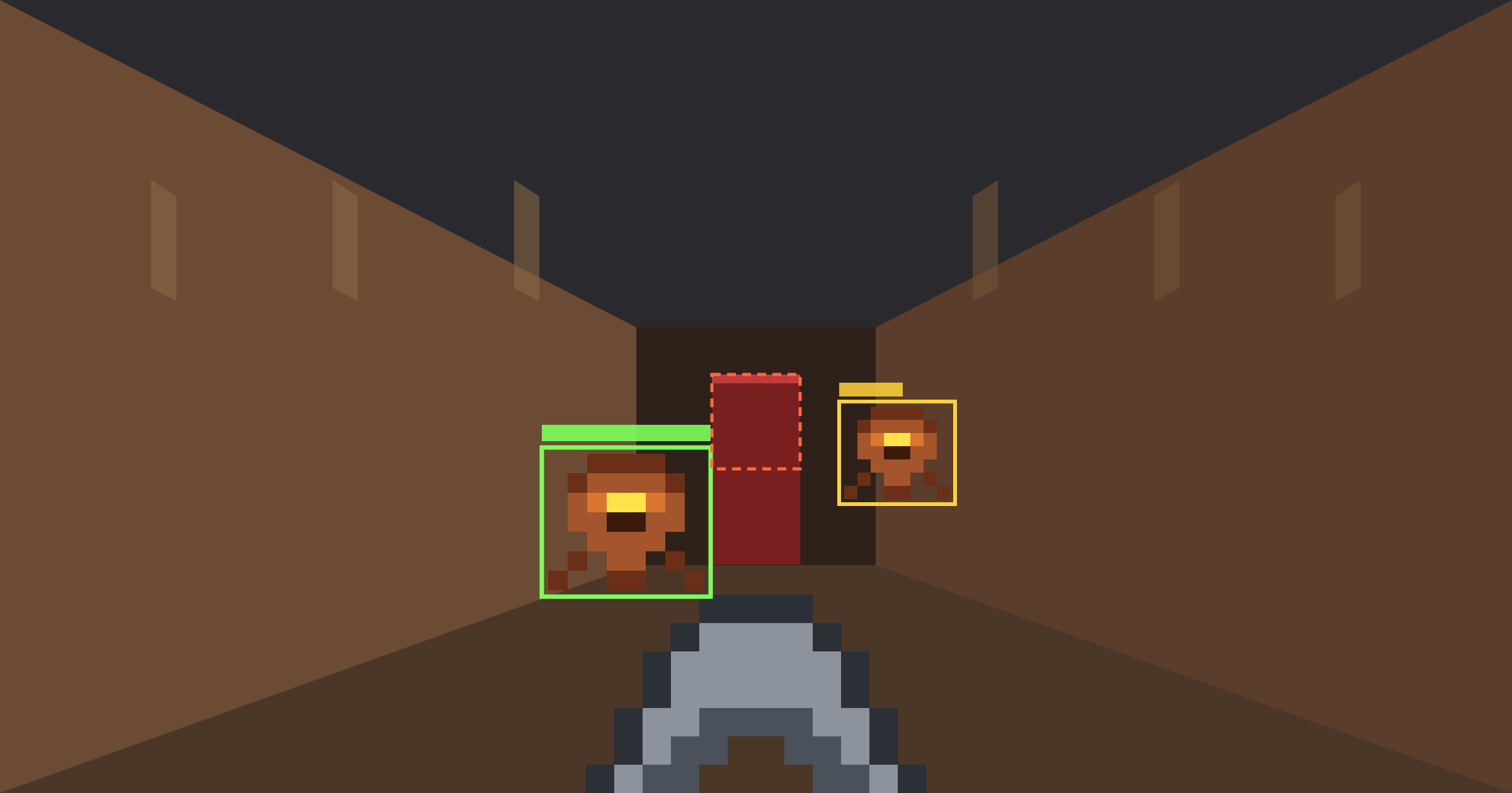 Retro FPS prizor sa okvirima odluke preko protivnika