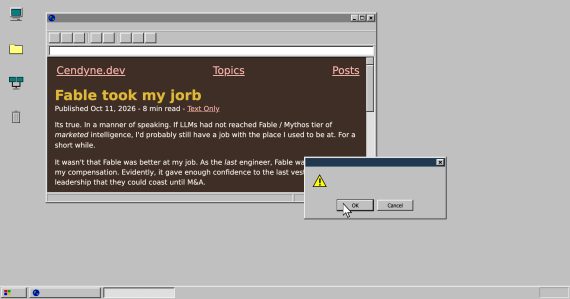Blogpost o otkazu zbog Fablea u prozoru starog Windowsa