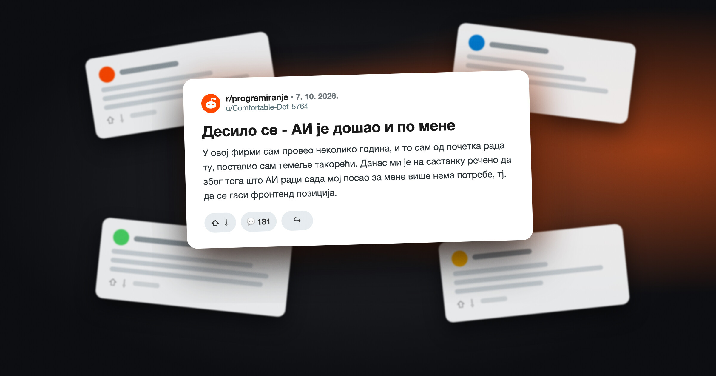 Viralni post na r/programiranje i komentari zajednice