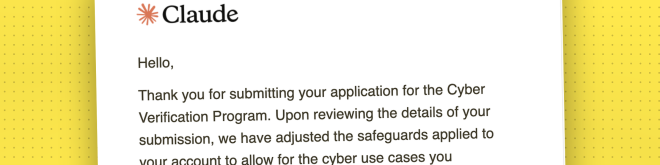 Mejl o odobrenju Cyber Verification Programa