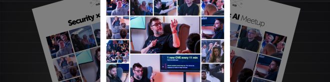Security x AI Meetup — kolaž fotografija sa događaja, ft. Mihajlo Lazarević