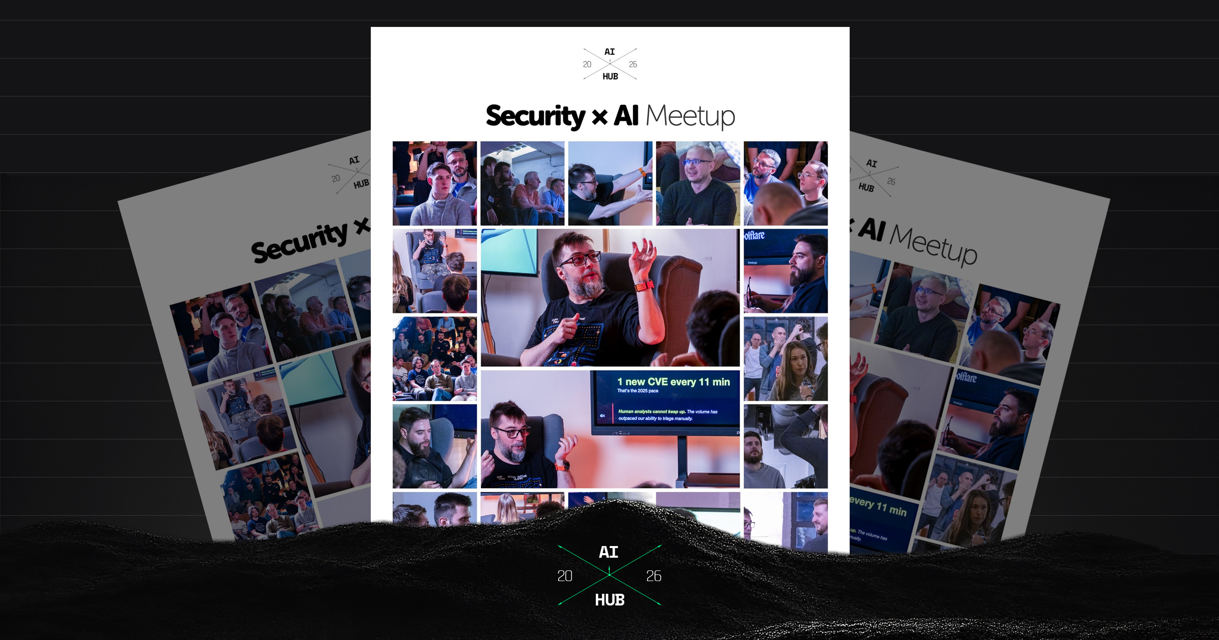 Security x AI Meetup — kolaž fotografija sa događaja, ft. Mihajlo Lazarević