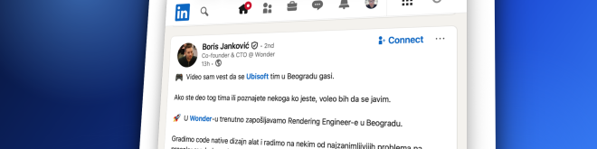 Boris Janković, CTO Wondera — poziv otpuštenima iz Ubisofta