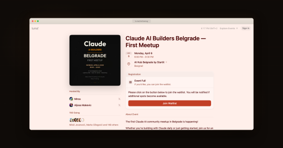 Sva mesta razgrabljena u prva 3 dana za Claude AI Builders meetup u Beogradu