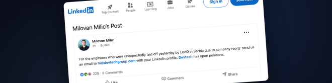 Devtech poziva otpuštene IT-jevce
