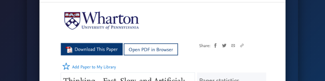 SSRN paper: Thinking — Fast, Slow, and Artificial